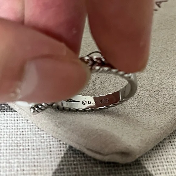 David Yurman Silver Ring with Pearl Accent sz7